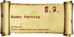 Baahr Hartvig névjegykártya